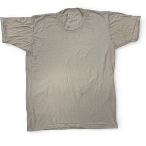 Mayo Spruce Men Large 42-44 Tan Kodel Polyester T-Shirt USA VTG 70s Blank